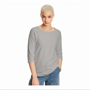 Hanes three quarter length sleeve grey raglan top size S